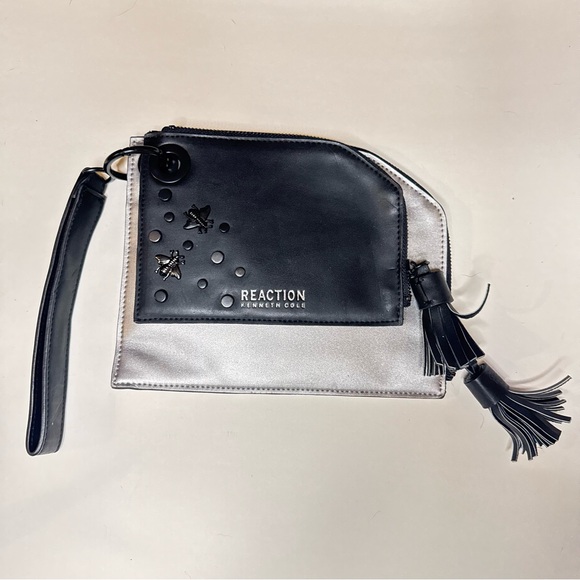 Kenneth Cole Reaction Black and Silver Clutch - Picture 1 of 13